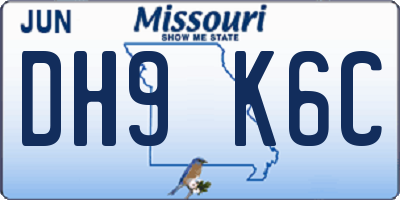 MO license plate DH9K6C