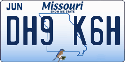 MO license plate DH9K6H