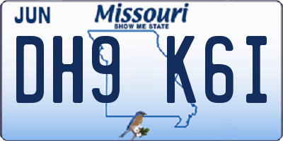 MO license plate DH9K6I