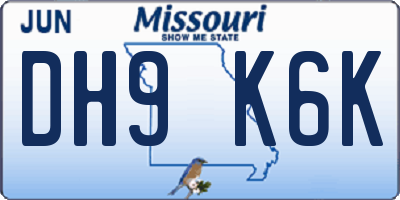 MO license plate DH9K6K