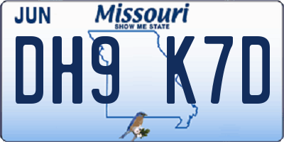MO license plate DH9K7D