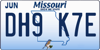 MO license plate DH9K7E