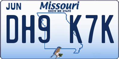 MO license plate DH9K7K