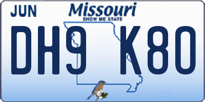 MO license plate DH9K8O