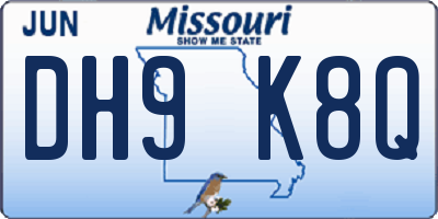MO license plate DH9K8Q