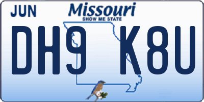 MO license plate DH9K8U