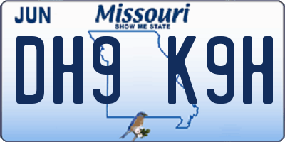 MO license plate DH9K9H