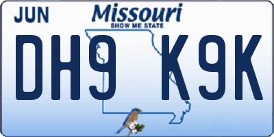 MO license plate DH9K9K