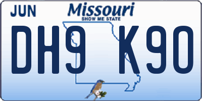 MO license plate DH9K9O