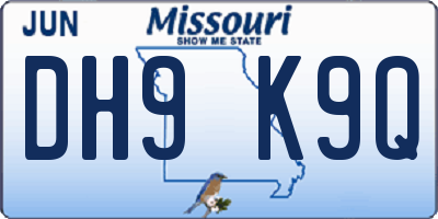 MO license plate DH9K9Q