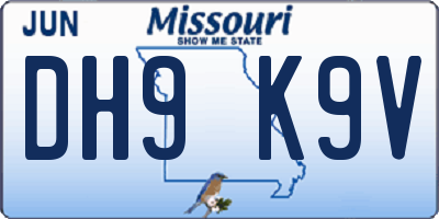 MO license plate DH9K9V