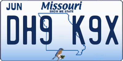 MO license plate DH9K9X