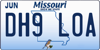 MO license plate DH9L0A