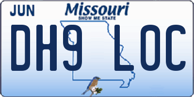 MO license plate DH9L0C