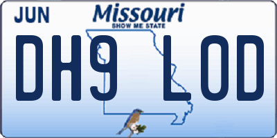 MO license plate DH9L0D