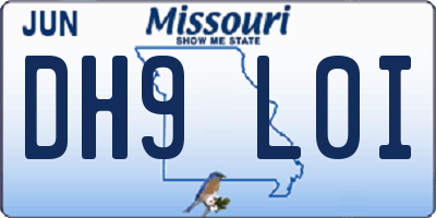 MO license plate DH9L0I