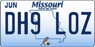 MO license plate DH9L0Z