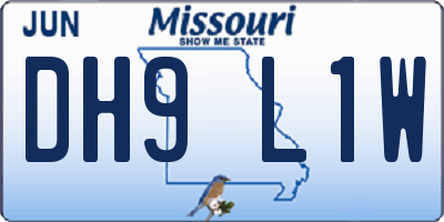 MO license plate DH9L1W