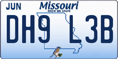 MO license plate DH9L3B