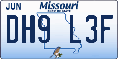MO license plate DH9L3F