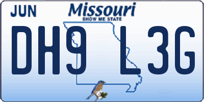 MO license plate DH9L3G