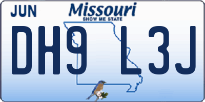 MO license plate DH9L3J