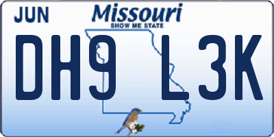 MO license plate DH9L3K