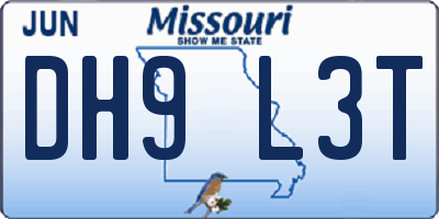 MO license plate DH9L3T