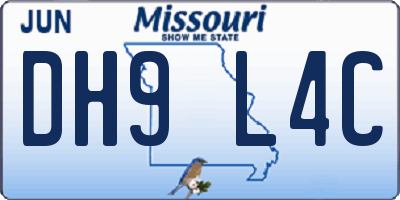 MO license plate DH9L4C