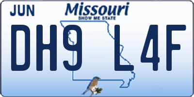 MO license plate DH9L4F