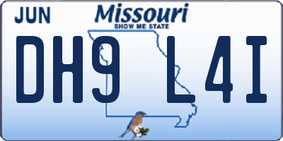 MO license plate DH9L4I