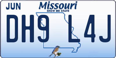 MO license plate DH9L4J