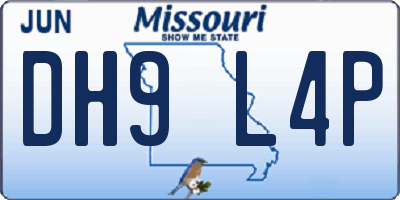 MO license plate DH9L4P