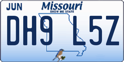 MO license plate DH9L5Z