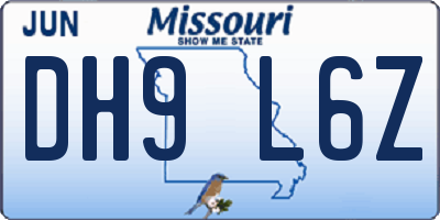 MO license plate DH9L6Z