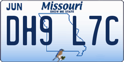 MO license plate DH9L7C