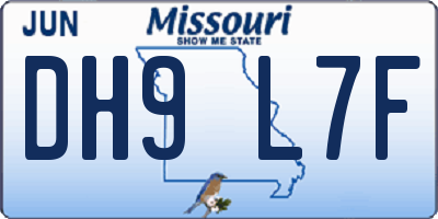 MO license plate DH9L7F