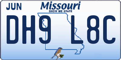 MO license plate DH9L8C