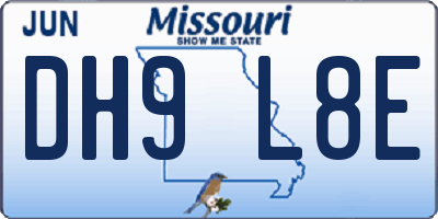MO license plate DH9L8E