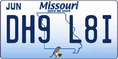 MO license plate DH9L8I