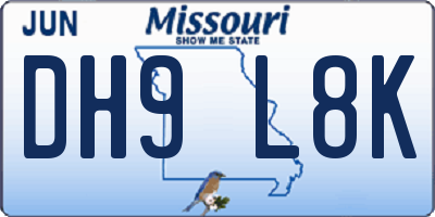 MO license plate DH9L8K