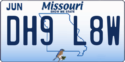 MO license plate DH9L8W