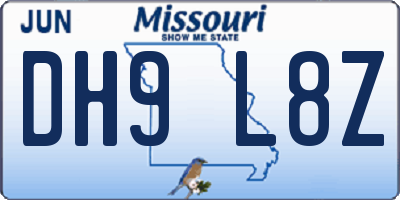 MO license plate DH9L8Z