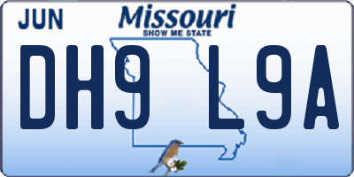 MO license plate DH9L9A