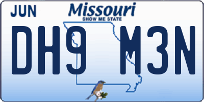 MO license plate DH9M3N