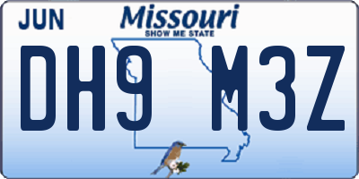 MO license plate DH9M3Z