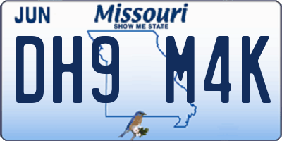 MO license plate DH9M4K