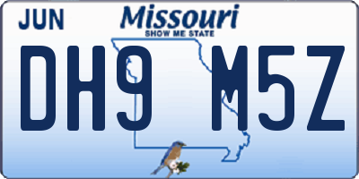 MO license plate DH9M5Z