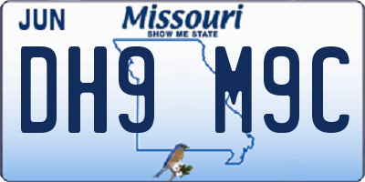 MO license plate DH9M9C