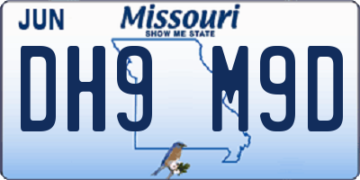 MO license plate DH9M9D
